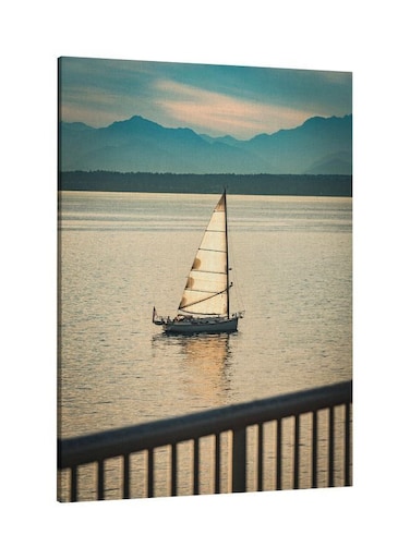 Decorative Printed Framed Canvas Wall Art Blue/Brown/White 60 x 80centimeter