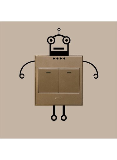 Robot Switch Sticker Black 17x20centimeter