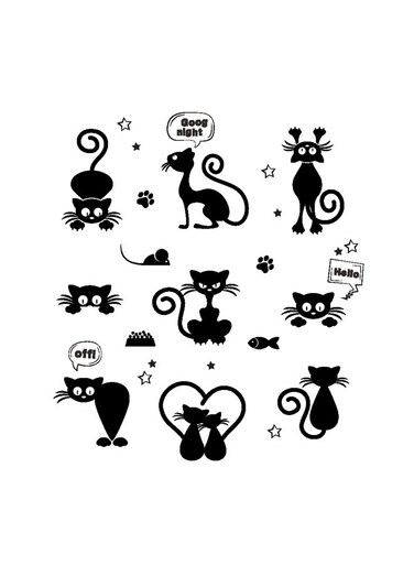 DIY Cat Switch Sticker Black 25x70centimeter
