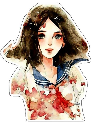 Anime Girl Decorative Wall Sticker Multicolour