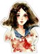 Anime Girl Decorative Wall Sticker Multicolour