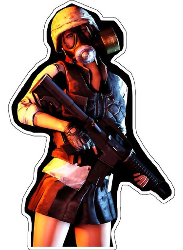 Girl With A Gun Printed Wall Sticker Multicolour