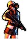 Girl With A Gun Printed Wall Sticker Multicolour