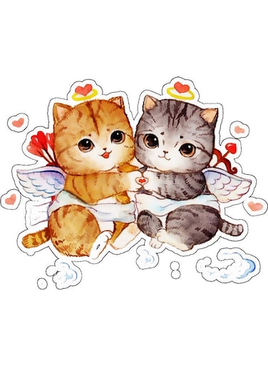 Cute Cat Decorative Wall Sticker Multicolour