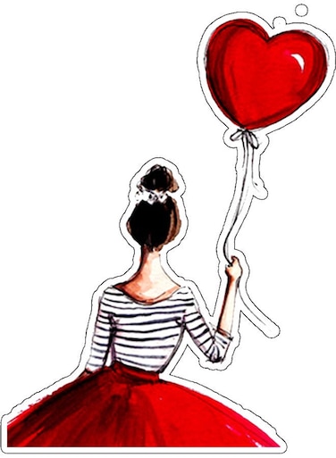 Girl With Balloon Printed Wall Sticker Multicolour