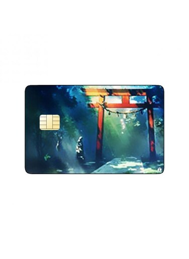 PRINTED BANK CARD STICKER Beautiful Nature View Drawing