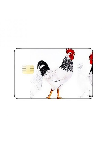 PRINTED BANK CARD STICKER Beautiful Rooster Vintage Art