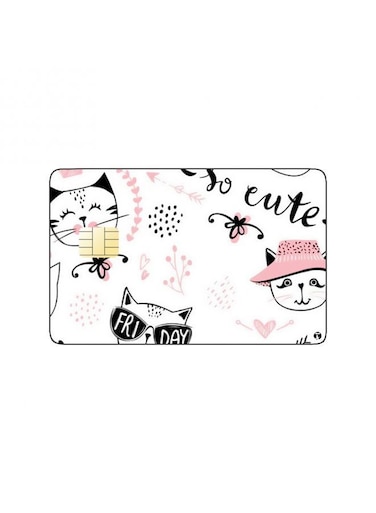 PRINTED BANK CARD STICKER Cute Cats Drawing With Glasses