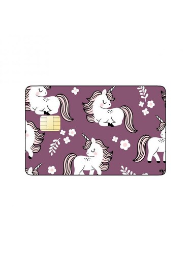 PRINTED BANK CARD STICKER Cute Unicorns Drawing