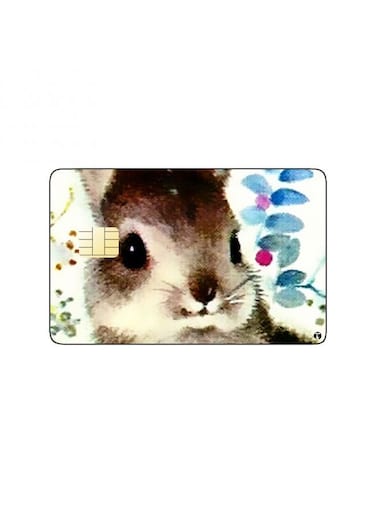 PRINTED BANK CARD STICKER Cute Rabbits Drawing With Plants