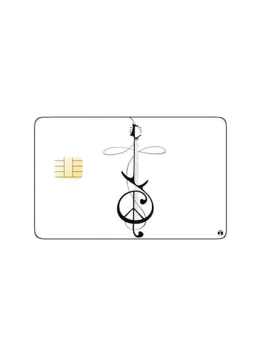 PRINTED BANK CARD STICKER Aesthetic Guitar Drawing As Music Note