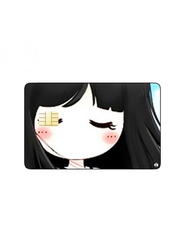 PRINTED BANK CARD STICKER Cute Girl Drawing With Watermelon