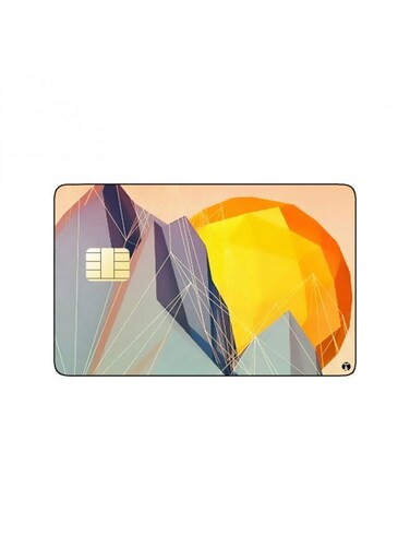 PRINTED BANK CARD STICKER Aesthetic Geometric Mountain Drawing