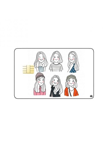 PRINTED BANK CARD STICKER Cute Stylish Girls Drawing
