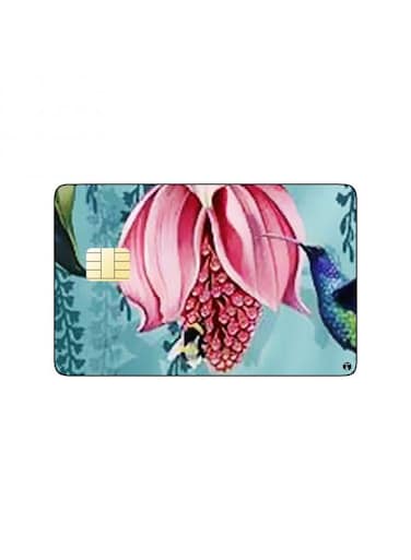 PRINTED BANK CARD STICKER Beautiful Pink Roses Drawing