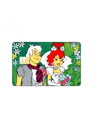 PRINTED BANK CARD STICKER Animation Pebbles And Bamm Bamm From The Flintstones By Cartoon Network