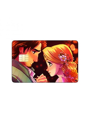 PRINTED BANK CARD STICKER Animation Rapunzel And Flynn From Tangled By Disney