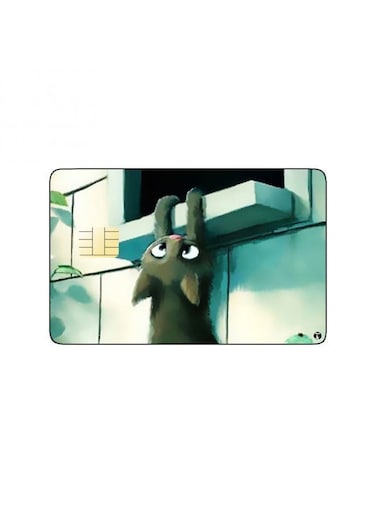 PRINTED BANK CARD STICKER Cute Black Cat Drawing