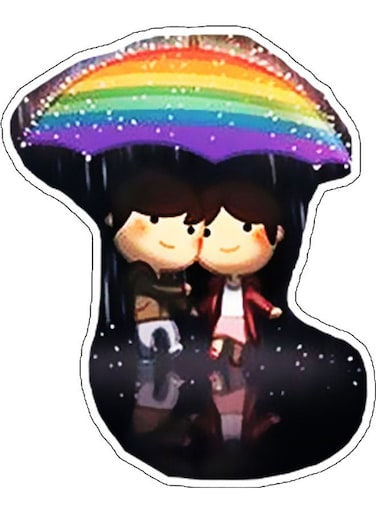 Cute Boy And Girl Printed Wall Sticker Multicolour