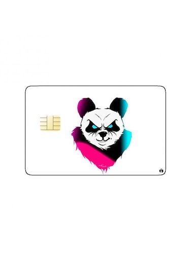 PRINTED BANK CARD STICKER Scary Colorful Panda Drawing