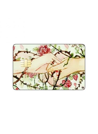 PRINTED BANK CARD STICKER Beautiful Pink Flowers Drawing