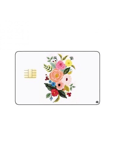 PRINTED BANK CARD STICKER Beautiful Colorful Flowers Drawing
