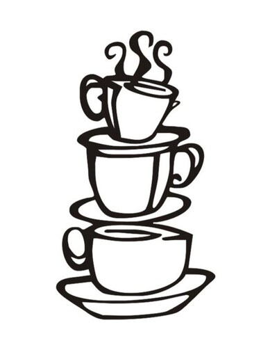 Fashion Removable DIY Kitchen Decor Coffee House Cup Decals Vinyl Wall Sticker Black
