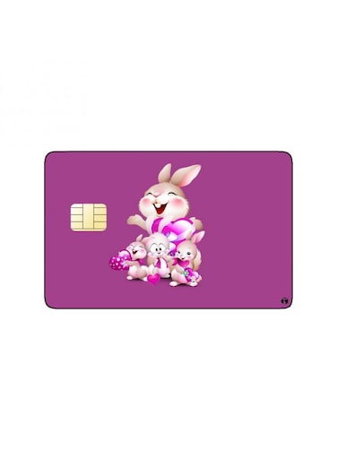 PRINTED BANK CARD STICKER Cute Rabbits Family Drawing