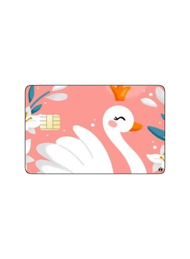 PRINTED BANK CARD STICKER Cute Goose Drawing With Crown