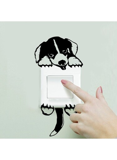 Diy Funny Cute Dog Wall Sticker Black 60 x 26 x 5cm