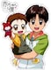 Boy With Child Printed Wall Sticker Multicolour