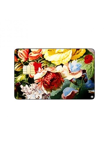 PRINTED BANK CARD STICKER Beautiful Colorful Flowers Drawing