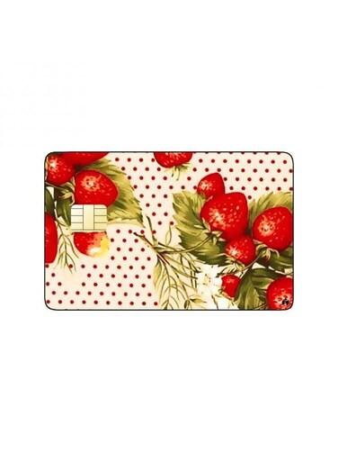 PRINTED BANK CARD STICKER Delicious Strawberries Drawing