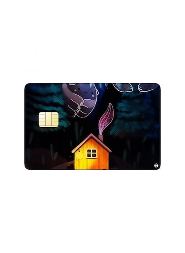 PRINTED BANK CARD STICKER Aesthetic House Drawing In Forest