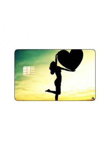 PRINTED BANK CARD STICKER Cute Girl Drawing With Heart