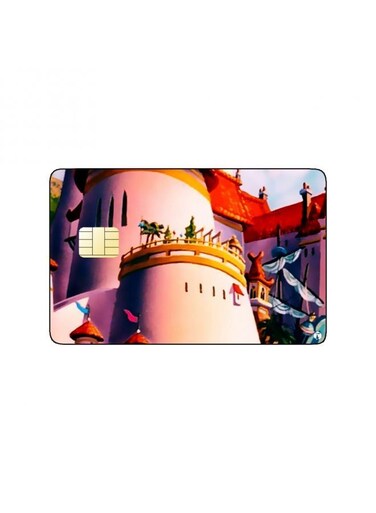 PRINTED BANK CARD STICKER Beautiful Castle Drawing