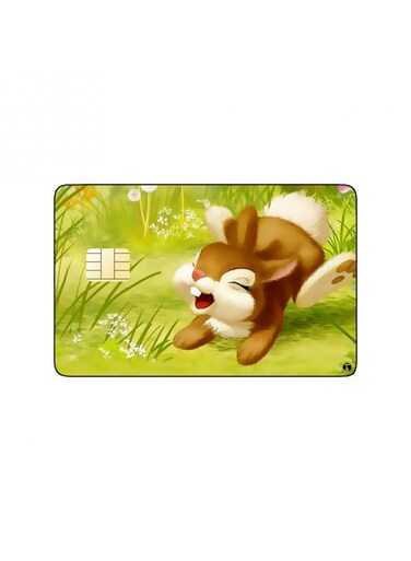 PRINTED BANK CARD STICKER Cute Rabbit Drawing In Forest