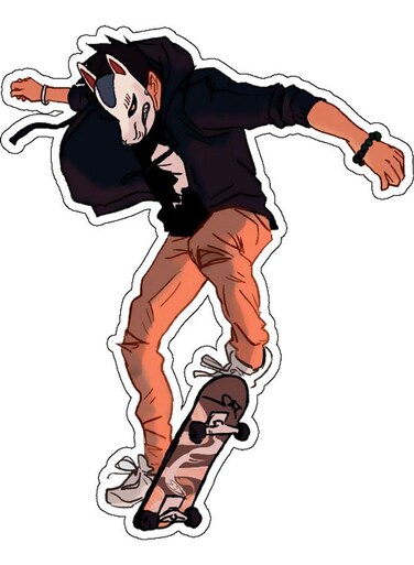 Skating Boy Printed Wall Sticker Multicolour