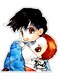 Cute Boy And Baby Printed Wall Sticker Multicolour
