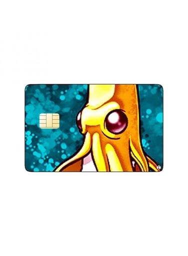 PRINTED BANK CARD STICKER Scary Banana Octopus Drawing