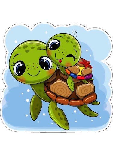 Turtles Design Decorative Wall Sticker Multicolour