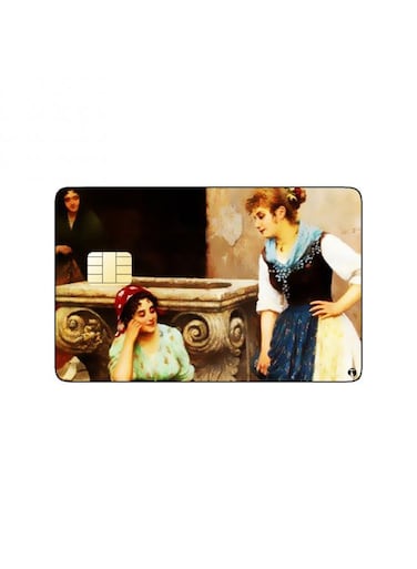 PRINTED BANK CARD STICKER Beautiful Women Vintage Drawing