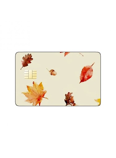 PRINTED BANK CARD STICKER Beautiful Autumn Leaves Drawing