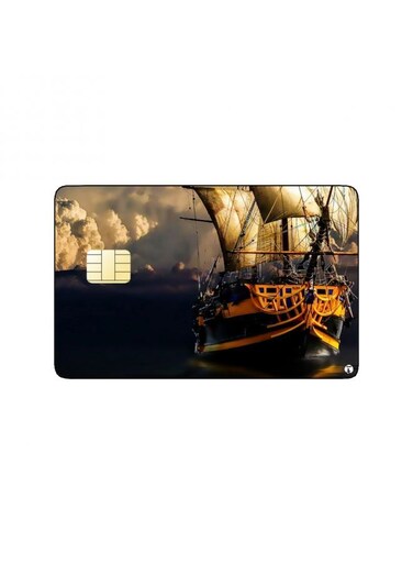 PRINTED BANK CARD STICKER Aesthetic Sea Ship Drawing