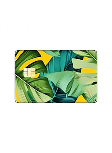 PRINTED BANK CARD STICKER Beautiful Colorful Tree Leaves Drawing