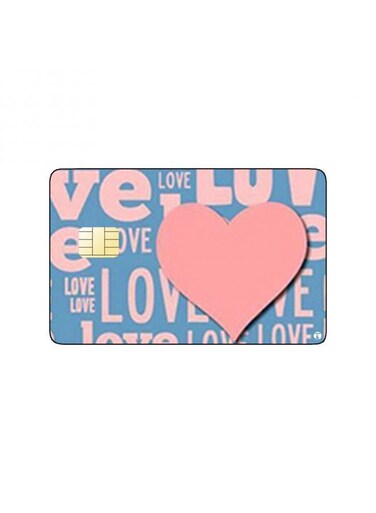PRINTED BANK CARD STICKER "I Love You" With Heart Drawing