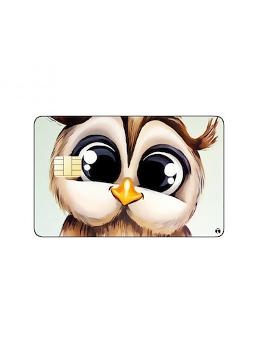 PRINTED BANK CARD STICKER Cute Owl Drawing