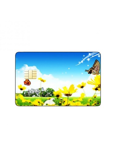 PRINTED BANK CARD STICKER Beautiful Sunflowers Drawing