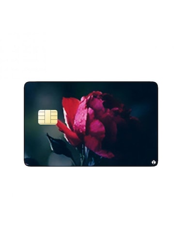 PRINTED BANK CARD STICKER Beautiful Red Rose Picture