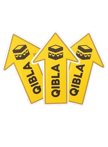 Qibla Sign for Praying 3pcs Bundle of Vinyl Sticker Signage to indicate Qibla Vinyl Decal Stickers for Muslim Kaaba SQUARE A